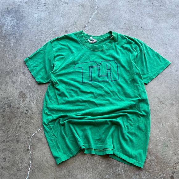 vintage 80s TLA single stitch green tee shirt size large - Picture 1 of 5